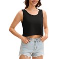 thumbnail image 4 of ATHLECHIC Verano Top Corto Suelto de Algodón Sin Mangas para Mujeres, Camisetas Casual Crop L Negro, 4 of 5