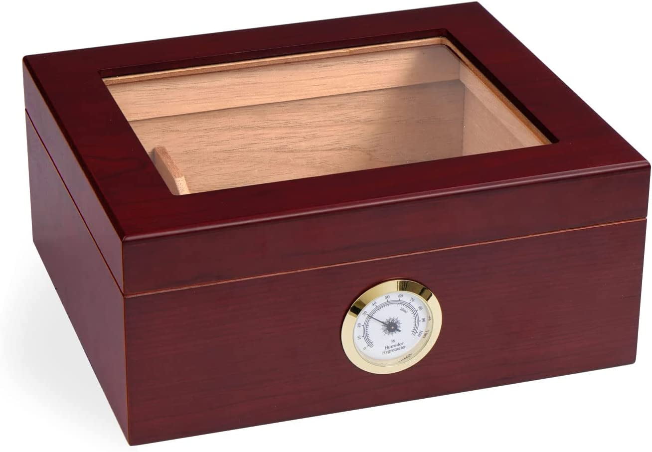 Jansfuren Cigar Humidor, Glass Top Handcrafted Cedar Humidor, Desktop