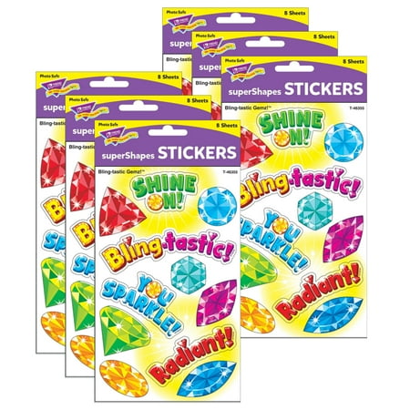 UPC: 0194629111008 | TREND Bling-tastic Gemz! Large superShapes Stickers 88 Per Pack 6 Packs