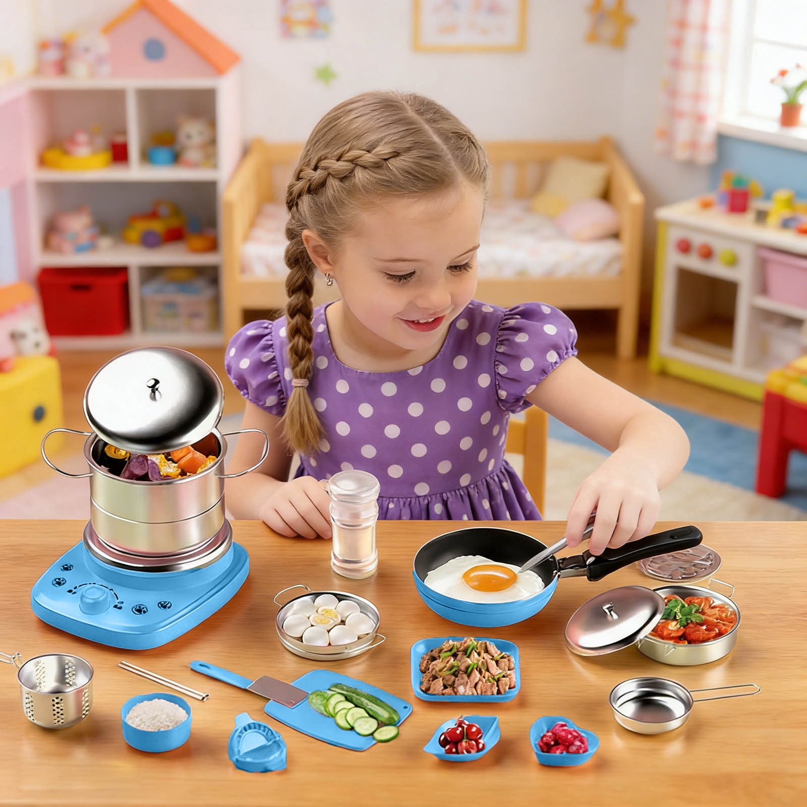 32pcs Dînette Enfant Ustensiles de Cuisine Jouet en Acier Inoxydable Robuste - Jeux - Jouets