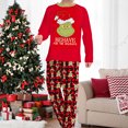 thumbnail image 4 of Vestido Rojo Para Padres E Hijos Conjunto de pijama familiar de 2 piezas con cuello redondo y estampado de dibujos animados estilo navideño traje diario Kuymtek Papá Rojo 4Xl para Hombre, 4 of 6
