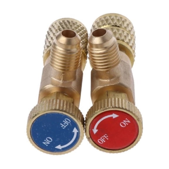 2 Pcs Refrigerant Charging Valve R410A R22 1/4" Safety Adapter Flow Control Ball Valve Air Conditioning Quick Coupler ,Easy to Operate