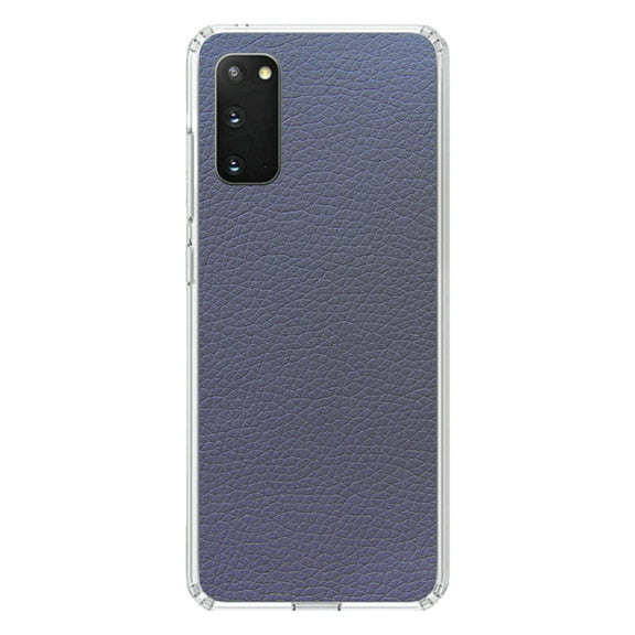 DistinctInk Clear Shockproof Hybrid Case for Galaxy S20 PLUS / 5G (6.7" Screen) - TPU Bumper, Acrylic Back, Tempered Glass Screen Protector - Dark Grey Faux Leather Print Design - Printed Leather