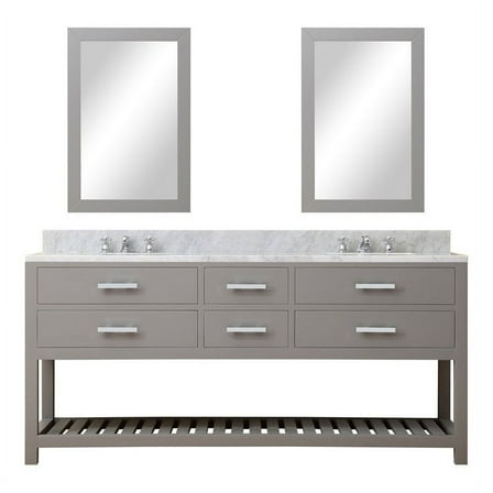 Water Creation Madalyn 72" Double Sink Wood Bathroom Vanity in Gray and White