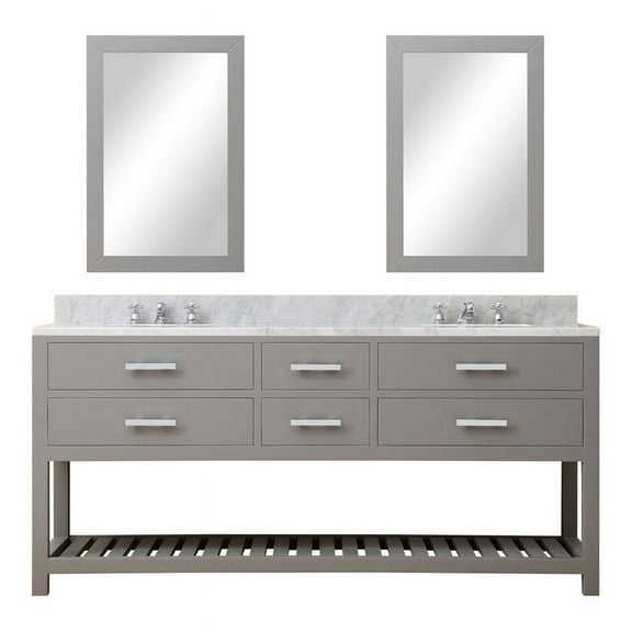 Water Creation Madalyn 72" Double Sink Wood Bathroom Vanity in Gray and White