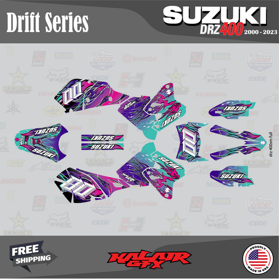 Kalair GFX Graphics Kit for Suzuki DRZ400SM (All Years) Drift Series