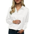 thumbnail image 5 of zaveiop Satin Blouses for Women Casual Long Sleeve Button Down Silk Shirts Dressy Business Work Tunic Top (White, XXL), 5 of 5