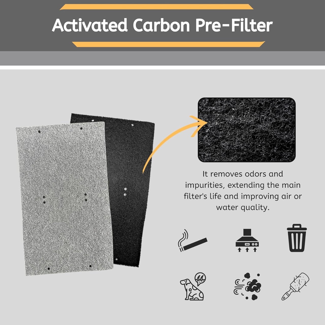 Nispira WPT60 817600 Charcoal Pre-Filter for Whirlpool Whispure WPT60P, WPT60B Tower Air Purifier, Pack of 8