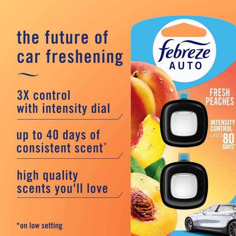 Febreze Auto Air Freshener, Car Vent Clip, Fresh Peaches, 2 Count