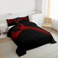 thumbnail image 3 of Manfei Red Black Queen Comforter Set 3 Pieces, Modern Abstract Art Bedding Sets, Geometric Line Stripe Bedding Comforter Set, Lightweight Room Decor, 3 of 8