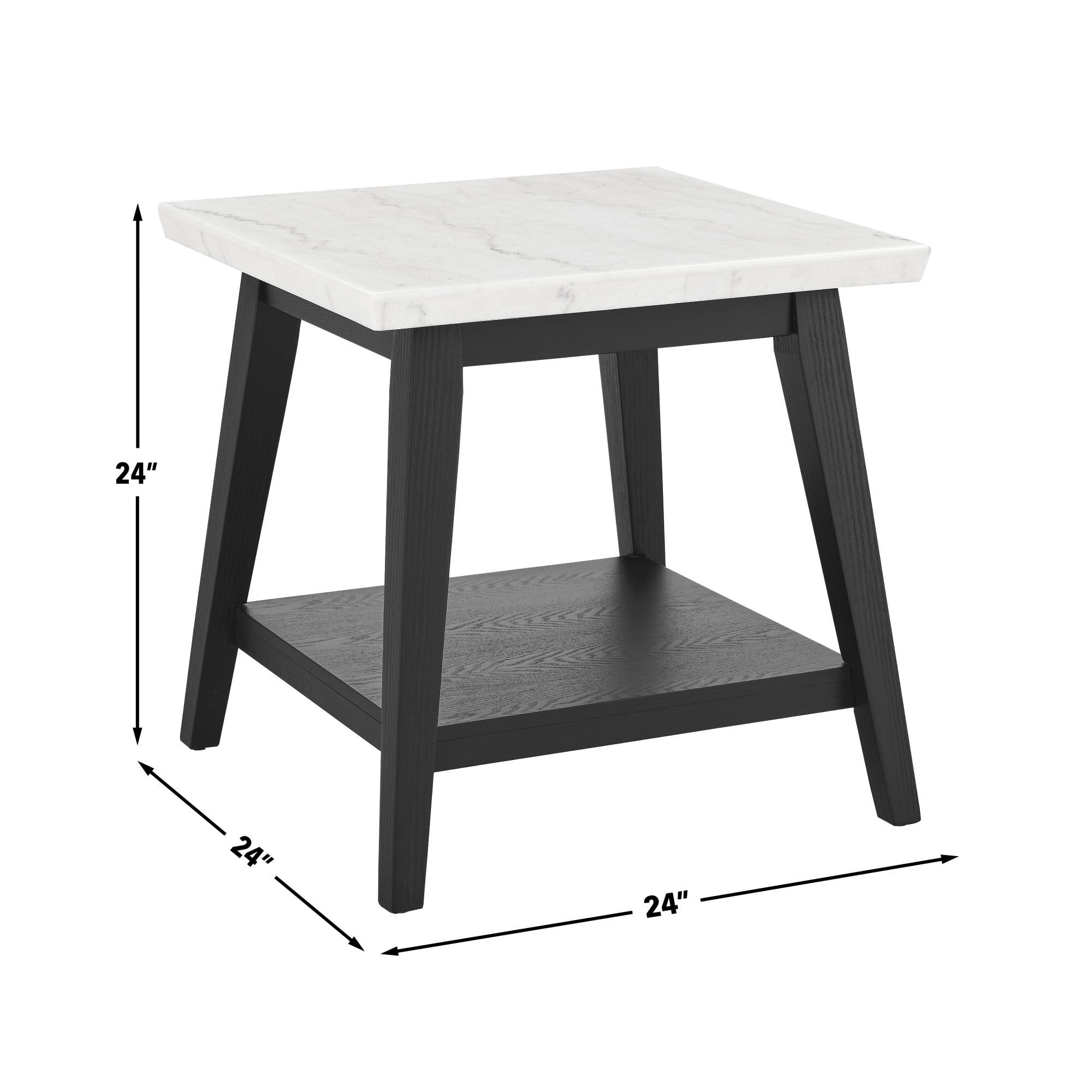 Steve Silver Vida Modern Genuine Marble Top 24" Square End Table, White