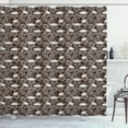 thumbnail image 1 of Ambesonne Thistle Shower Curtain, Silhouette Flowers, 69"Wx75"L, Brown and White, 1 of 3