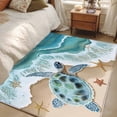 thumbnail image 4 of 3'x5' Area Rugs, Ocean Turtle Indoor Outdoor Area Rug for Living Room Bedroom, Gradient Turquoise Wave Starfish Beach Washable Bathroom Rugs Kitchen Floor Carpet Mats Home Decor Aesthetic, 4 of 8