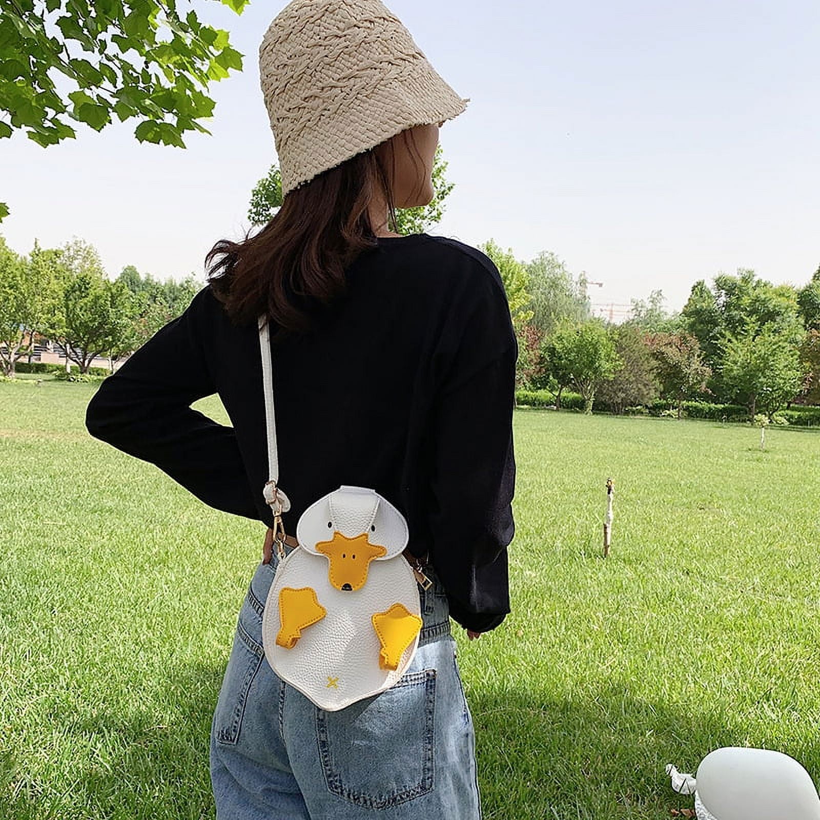 Baguery 3D Cartoon Duck Crossbody Bag - Small PU Leather Shoulder Bag, Cute Duckling Coin Purse Clutch for Women