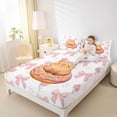 thumbnail image 3 of Erosebridal Pink Flowers Blossom Full Size Sheets,Kawaii Capybara Cute Bowknots Bed Sheets For Kids 4 Pieces, 3 of 6