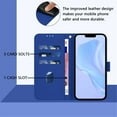 thumbnail image 3 of Wallet Case Compatible for iPhone 16, PU Leather Magnetic Closure Protective Flip Folio Case with 3 Card Holder and Wrist Strap Cover Women Men,Dark Blue,For iPhone 16, 3 of 7