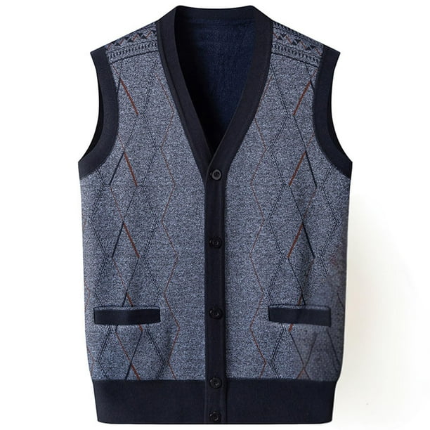 Chaqueta de Punto de Cuello en V de los Hombres, Abrigo Cálido con Ligero Estiramiento para el Otoño Y el Uso Casual Diario, Blusa en Capas de Moda