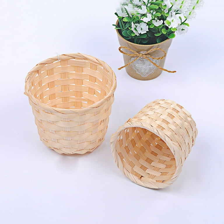 Small Woven Baskets, Empty Tiny Storage Baskets, Mini Cotton Rope Baskets, Oval Decorative Hampers, Storage Bins for Toys, Empty Gift Basket for Baby