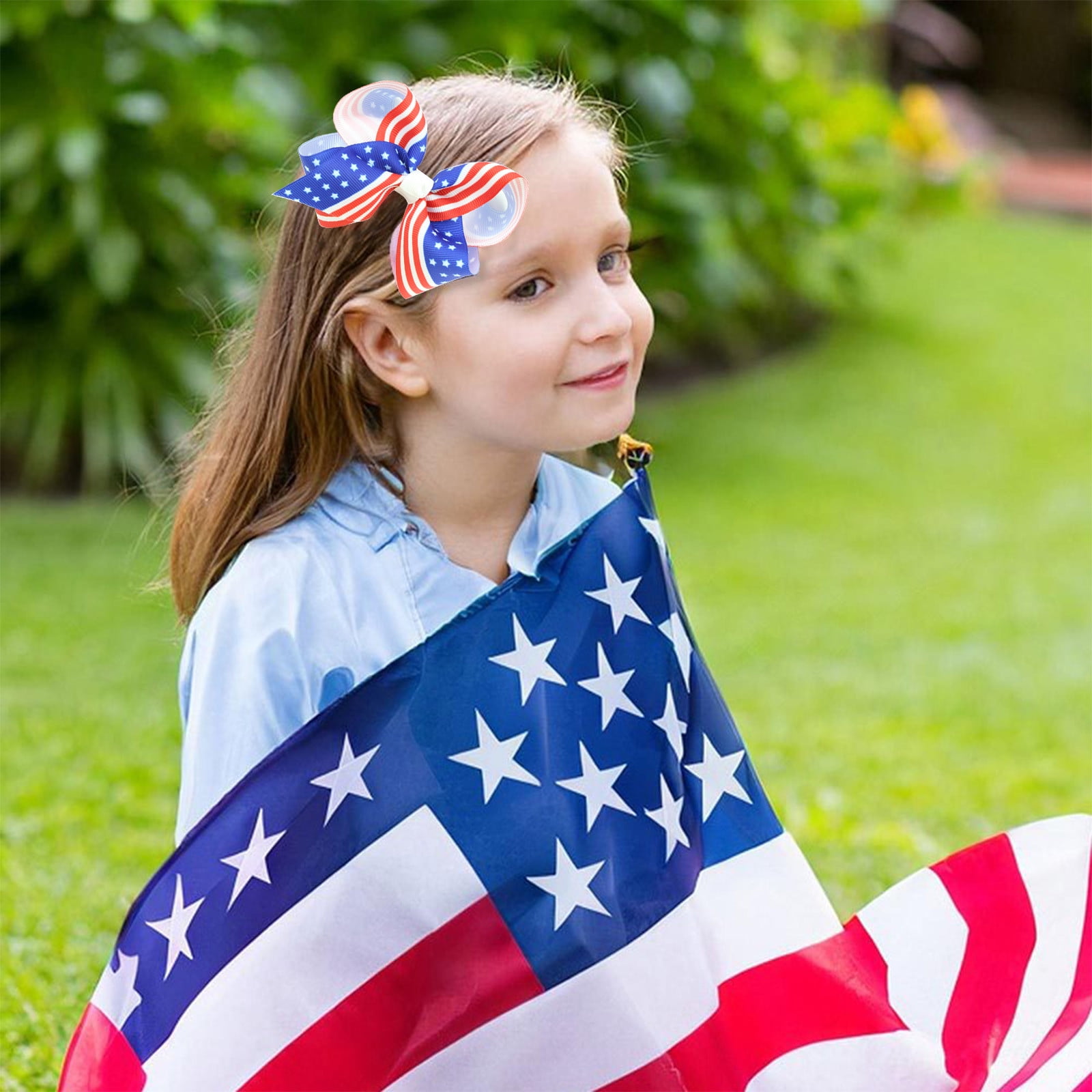 EQWLJWE 4th of July Hair Bows for Girls Patriotic Hair Bow Clips for Independence Day American Flag Red White and Blue Hair Accessories for Toddler Children Kids School Party Walmart