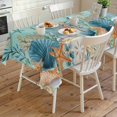 thumbnail image 4 of Teal Coastal Rectangle Tablecloth, Summer Beach Starfish Shell Coral Nautical Waterproof & StainResistant Tablecloth, Washable Oil-proof Table Cover for Dining/Party/Wedding/Camping/Buffet 60x120 In, 4 of 9