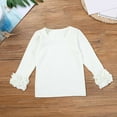 thumbnail image 3 of JAHH Walmart Deals Clothes Toddler Girl Top Solid Color Base Shirt with Lace Long Sleeve Blouse Casual Loose Crew Neck Casual Crewneck Cute Tee Tops ﻿(12Months,Beige), 3 of 3