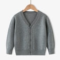 thumbnail image 3 of GYRATEDREAM Toddler Girls Boys Cardigans Sweater Coat Kids Long Sleeve Button down Open-Front Knitwear Jacket Children Solid Color Fall Winter Warm Clothes School Uniform for 3-10 Years Gray, 3 of 8