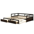 thumbnail image 5 of Espresso Twin Wooden Daybed with Trundle Bed and Two Storage Drawers , Extendable Bed Daybed,Sofa Bed for Bedroom Living Room, 5 of 7