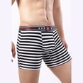 thumbnail image 2 of GHSOHS Men's Underwear Large Size Boxer Shorts for Men Soft Underpants Men's Cotton Underwear Lengthened Flat Angle Stripes Low Waist Track Running Wear Legs Boxer Brief Cotton Panties Mens Boxer,L, 2 of 5