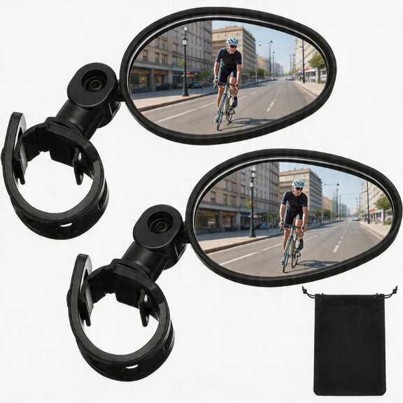 BlinkL Adjustable 360 Degrees Handlebar Mirror, Black 2 Pack