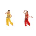 thumbnail image 1 of (2-Pack) Rinsvye Kids Belly Dance Glitter Mesh Performance Outfit Festival Wear Stage Show Net Skirt Top Set Dance Party, 1 of 5