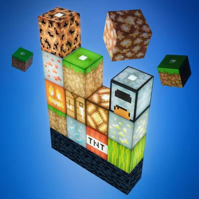 Lámpara de construcción de bloques de Minecraft: iluminación ambiental para la sala de estar del dormitorio ZefeiWu 8390614323643