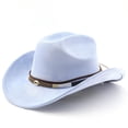thumbnail image 2 of Men and Women's Classic Western Rolled-up Vegan Suede Decent Adjustable Drawstring Cowboy Cowgirl Hat Halloween Accessory, 2 of 4