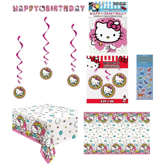 Paquete de artículos para fiestas de cumpleaños de Hello Kitty con pancarta y más