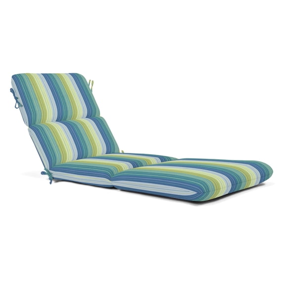 Casual Cushion Outdoor Chaise Lounge Cushion, Striped Sunbrella Fade-Resistant 22.5"W x 74"L, 3.5" thick; Back 22.5"W x 28"L, 3.5" thick, Seville Seaside