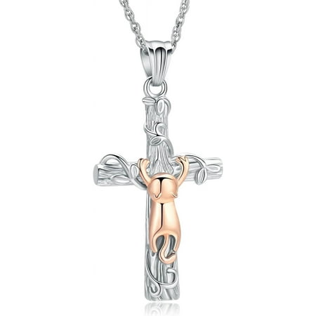 Cross Cat Urn Necklace Pet Cremation Jewelry for Ashes Memorial Ash Jewelry Keepsake Cat Urn Pendants for Animal Ashes Necklace