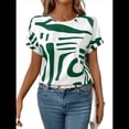 thumbnail image 3 of Blusa de Verano para Mujer, Estilo Túnica Informal, Elegante, con Cuello Asimétrico, Corta y Botones, Color Verde, Talla XL, 3 of 10
