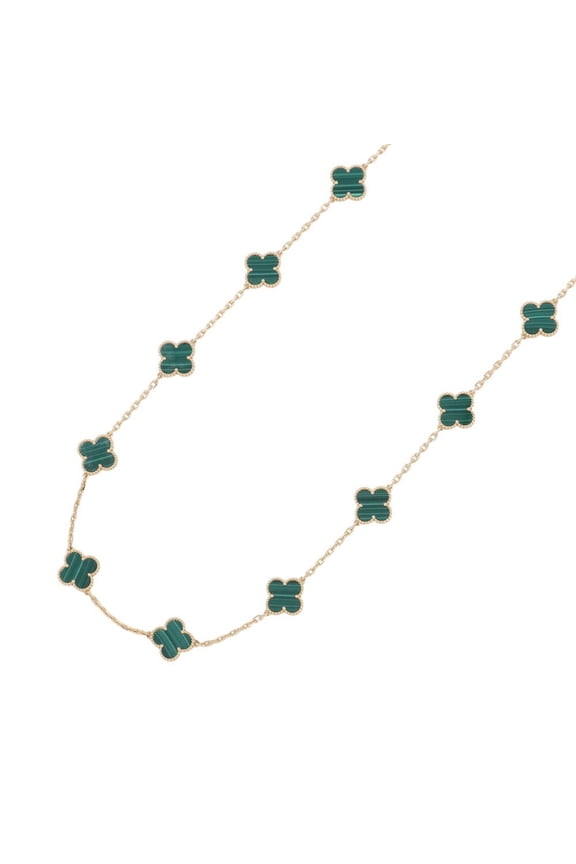 Pre-Owned Van Cleef & Arpels Alhambra Long Necklace, 20 Motifs, Malachite, 18K Yellow...
