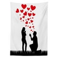 thumbnail image 3 of Ambesonne Wedding Tablecloth Rectangular Table Cover, Proposal Hearts, 52"x70", Black White and Red, 3 of 4