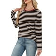 thumbnail image 4 of Womens Plus Size Fall Clothes, Long Sleeve Shirts for Women Fashion Loose Fit Striped Printed Crewneck T-Shirts, 4 of 5