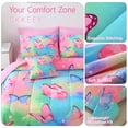 thumbnail image 5 of OKKEEY Kids Full Size Comforter Sets, 8 Pcs Bedding Set for Girls & Women, Rainbow Butterfly Floral Microfiber Bed in a Bag with Pillowcase & Sheet, Bedroom Decor Gift for Teens, 5 of 10
