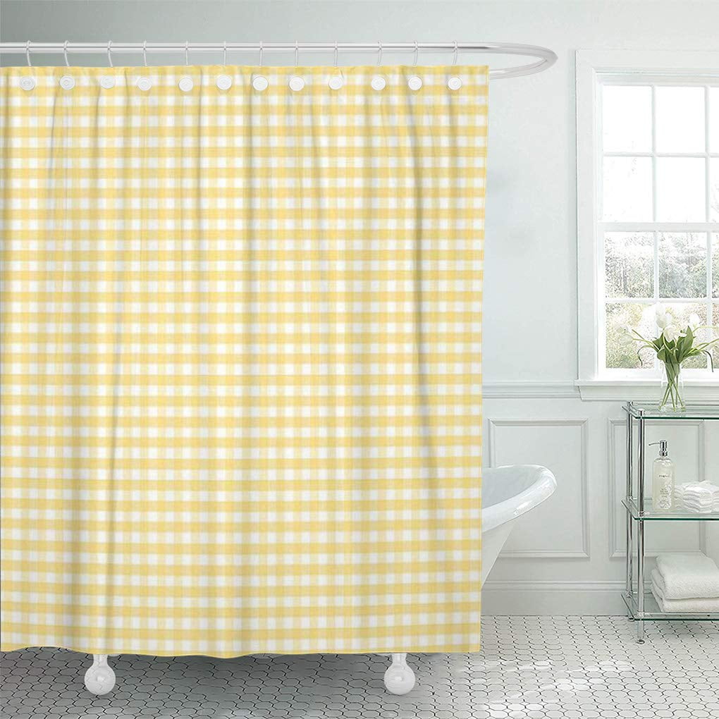 CYNLON Spring Yellow Gingham Check White Livingroom Bathroom Decor Bath