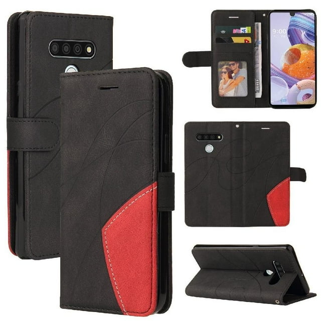 GANGXUN Flip Case for LG Stylo 6 – Leather Wallet Cover with Card Slots, Kickstand & Color Stitching Protective Folio