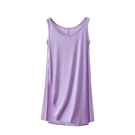 Tumotour Nightgowns For Women Wide Strap Dress Sleeveless Nightgown Sleepwear Chemise Lingerie Dress Pajamas Loungewear Round Neck Sleepwear Nightshirt