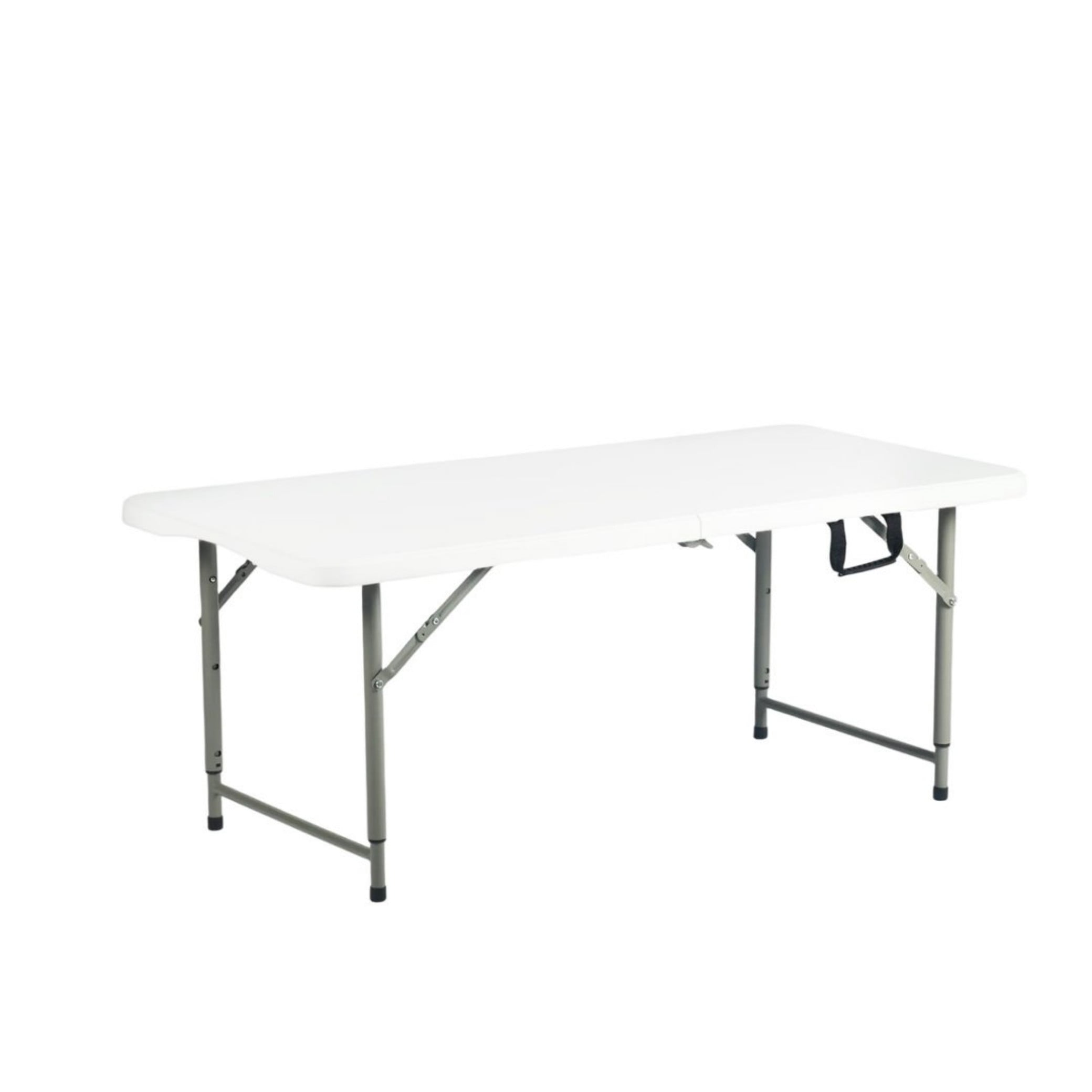 BSHTI 48" Rectangular Folding Dining Table – 3 Adjustable Height Settings with Carrying Handle, Indoor & Outdoor Use for Dining Room, Living Room, Office & Camping, White