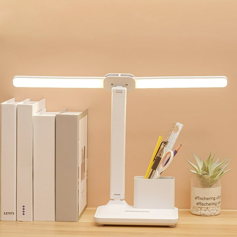 Mostorlit Double Head Led Desk Lamp, Eye Caring Double Swing Arm Table  Lamps, USB Powered Reading Light, Lamp with 5 Steps Dimming and 5 Colors  for
