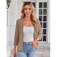 thumbnail image 2 of Chaqueta estilo blazer GRACE KARIN para mujer, manga 3/4, punto M, color caqui, 2 of 4