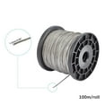 thumbnail image 2 of Cable de acero inoxidable 304 de 100 m (328 pies) de largo, calibre 1,6 mm (1/16"), con 50 abrazaderas rectangulares de aluminio para decoración de fiestas. Ideal para tender la ropa., 2 of 9