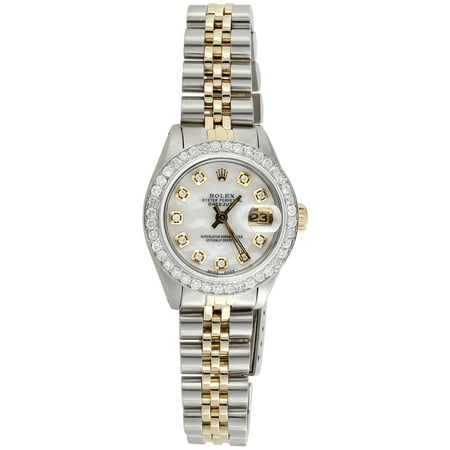 Womens Rolex Diamond Watch MOP Dial 6917 Datejust 18K/ Steel Jubilee Band 1 CT.