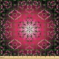 thumbnail image 2 of Ambesonne Purple Mandala Fabric by the Yard Microfiber, Psychedelic Ethnic, 1 Yard, Maroon Hot Pink, 2 of 2