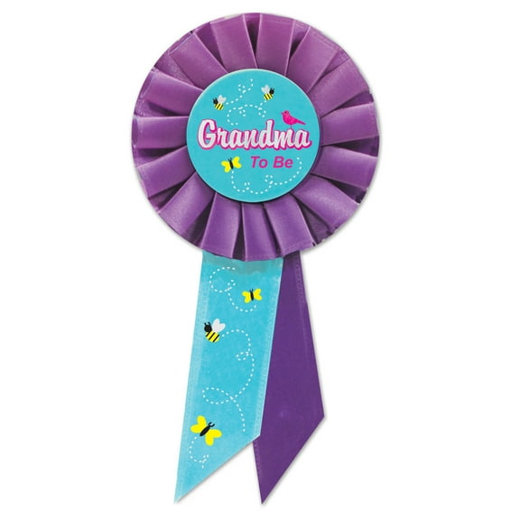 Beistle Pack of 6 Purple and Blue "Grandma To Be" Baby Shower Celebration Rosette Ribbons 6.5"